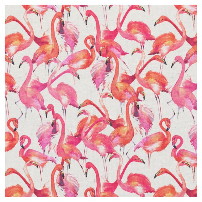 VattenfärgFlamingo i vattenfärger Tyg (Närbild)