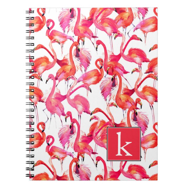 Vattenfärgflamingoen i vattenfärger | tillfogar anteckningsbok med spiral (Framsidan)