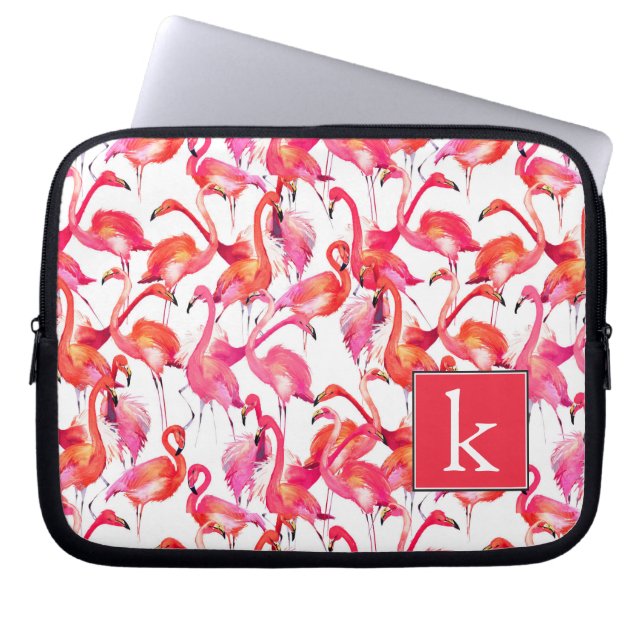 Vattenfärgflamingoen i vattenfärger | tillfogar laptop sleeve (Framsidan)