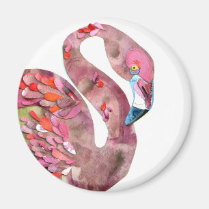 VattenfärgFLAMINGOklipp Magnet