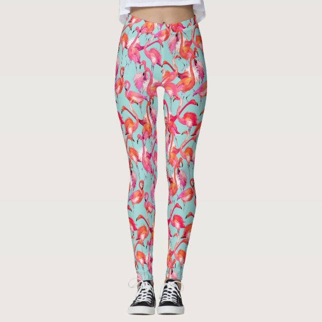 VattenfärgFlamingos samlade 2 Leggings (Framsida)