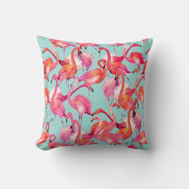 VattenfärgFlamingos samlade den | monogramen Kudde (Framsida)