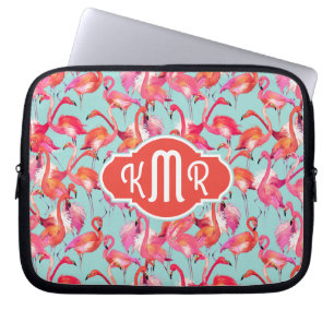 VattenfärgFlamingos samlade den monogramen Laptop Sleeve