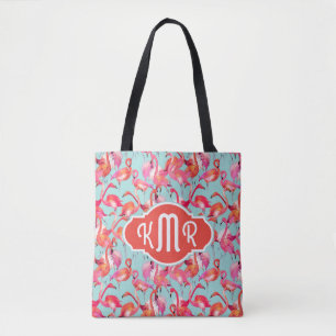 VattenfärgFlamingos samlade den   monogramen Tygkasse