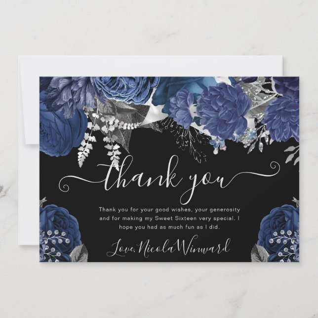 Vattenfärgflottan och Silver Ro Sweet 16 Tack Kort (Framsida)