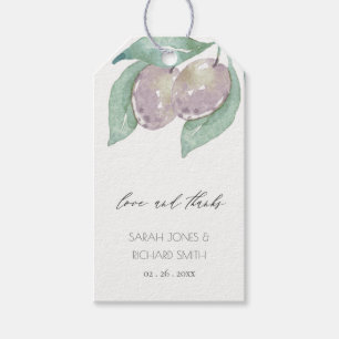 VATTENFÄRGFOLIAGE OLIVE MONOGRAM, VATTENFÄRGFOLIE, PRESENTETIKETT