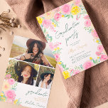 Vattenfärgfoto för blommigt i rosa studenten inbjudningar<br><div class="desc">🎓 "Bloom" där du är planterad och fira dina prestationer med vår Rosa Gult Garden Blommigt Watercolor Studenten inbjudan. Lägg till tre foton och  glädje med alla dina favoriter. Med söt rosa och gult handmålad vattenfärg ro och guld glitter konetti.</div>