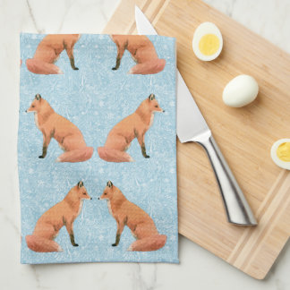Vattenfärgfoxar Blue Fir Kitchen Towel Kökshandduk