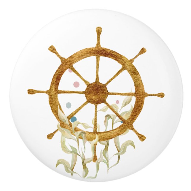 VATTENFÄRGFRAKTASER HJUL ART NAUTICAL VACATION HOU KNOPP (Framsidan)