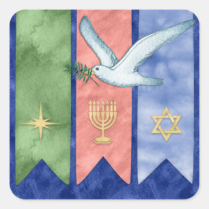 Vattenfärgfredjul Kwanzaa Hanukkah Fyrkantigt Klistermärke