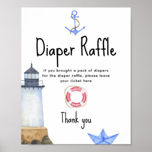 Vattenfärgfyr - Diaper Raffle-spel Poster