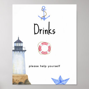 Vattenfärgfyr - Drinks Poster