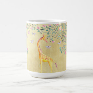 Vattenfärggirafffjärilar och blommar kaffemugg