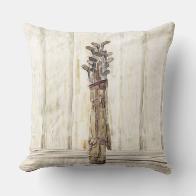 VattenfärgGolftryck, bomullsdekorativ kudde 20x20 (Framsida)