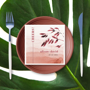 Vattenfärggradient Japandi CHEERS bröllop Pappersservett