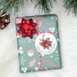 Vattenfärggrönska för jul gåvor etiketter