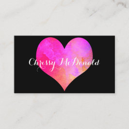 Vattenfärghjärta med information om personlig visitkort