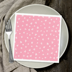 Vattenfärghjärtan - polerad rosa pappersservett