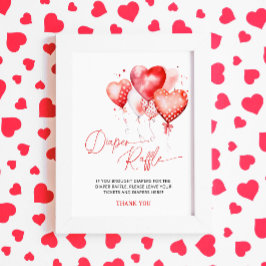 Vattenfärghjärter Valentine Diaper Raffle Poster