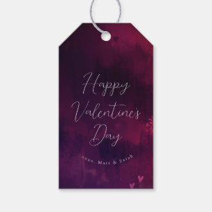 Vattenfärghjärter Valentine Favor eller Gift-Märkr Presentetikett