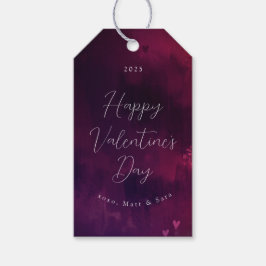 Vattenfärghjärter Valentine Favor eller Gift-Märkr Presentetikett