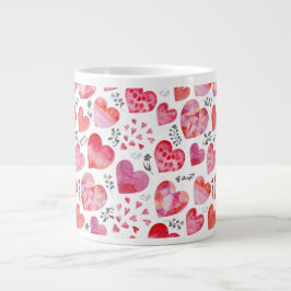 Vattenfärghjärter Valentine Jumbo Mugg
