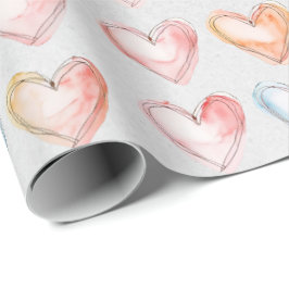 Vattenfärghjärtor Papper radbrytning Presentpapper