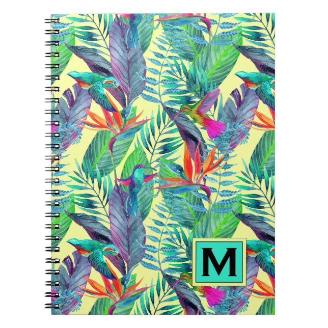 VattenfärgHummingbirds | tillfogar ditt initialt Anteckningsbok (Framsidan)