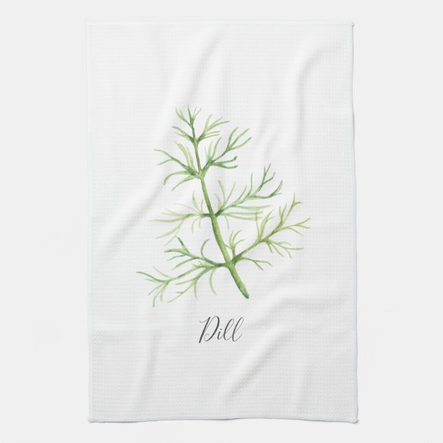 Vattenfärgillustration av dill ört   kökshandduk (Vertikal)