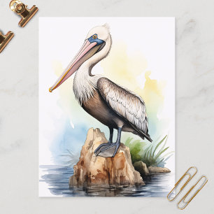 VattenfärgIllustration av en pelikan Vykort