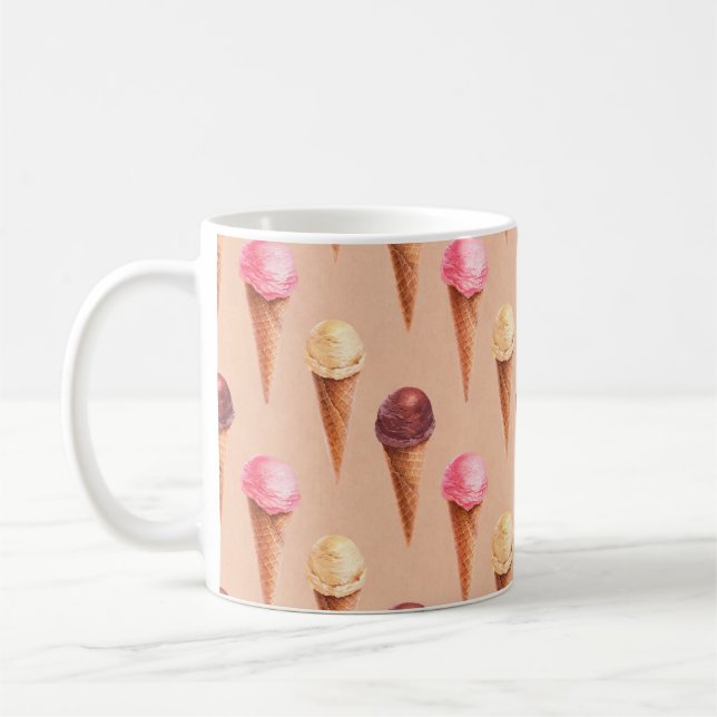 Vattenfärgillustration av glass. Sömlös papp Kaffemugg (Vänster)
