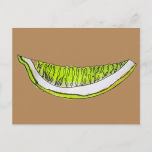 Vattenfärgillustration för citronsegmentsfrukt vykort