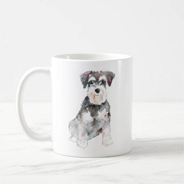 Vattenfärgillustration för hund i Miniature Schnau Kaffemugg (Vänster)