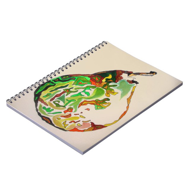 Vattenfärgillustration för päronfrukt anteckningsbok med spiral (Vänstra Sidan)