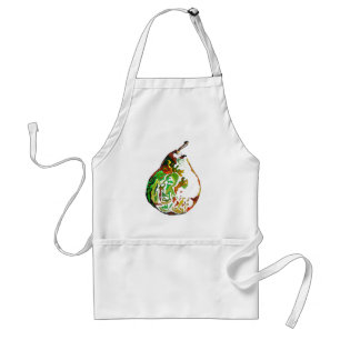 Vattenfärgillustration för päronfrukt popkonst förkläde
