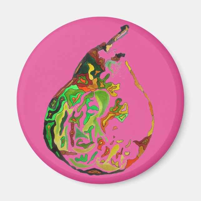 Vattenfärgillustration för päronfrukt popkonst magnet (Framsidan)