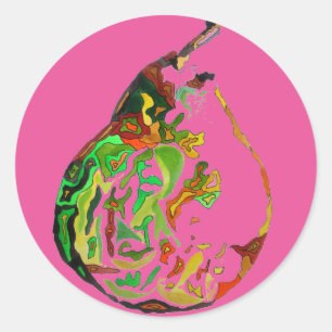 Vattenfärgillustration för päronfrukt popkonst runt klistermärke