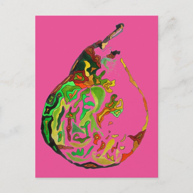 Vattenfärgillustration för päronfrukt popkonst vykort (Framsida)