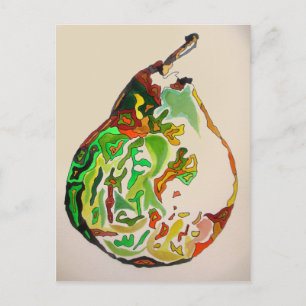 Vattenfärgillustration för päronfrukt vykort