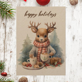 Vattenfärgillustration för Vintage-julkort Julkort