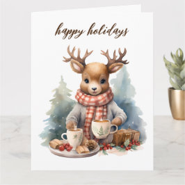 Vattenfärgillustration för Vintage-julkort Kort