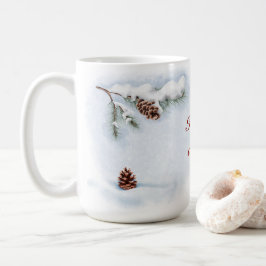 Vattenfärgillustration "Lycklig Winter" Kaffemugg
