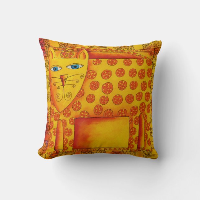Vattenfärgillustration med mönstrad leopard kudde (Framsida)