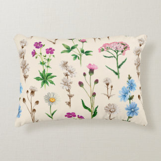 Vattenfärgillustrationer av vild blommor. Sömlös Prydnadskudde