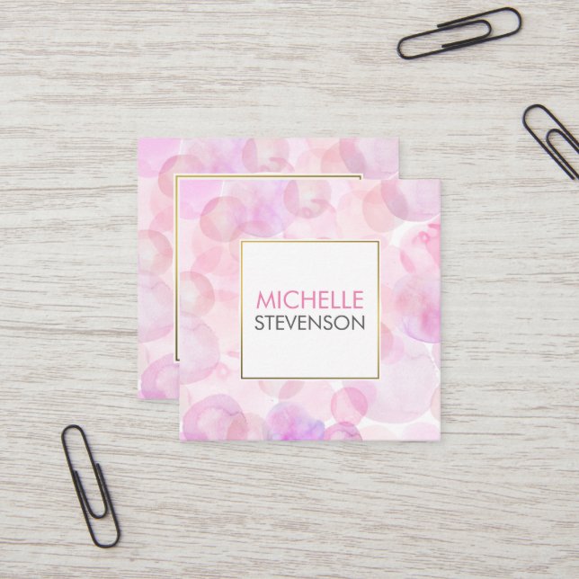 Vattenfärginredingsdesignvisitkortar Fyrkantigt Visitkort (Fram/Back In Situ)