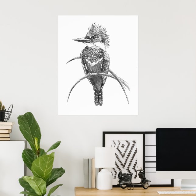 Vattenfärgisfågel Natur Konst Poster (Hemmakontoret)