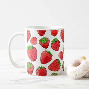 Vattenfärgjordgubbe Kaffemugg