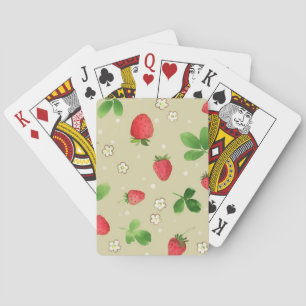 Vattenfärgjordgubbemönster Spel Kort