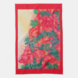 Vattenfärgjulstjärnabylte i julgran kökshandduk