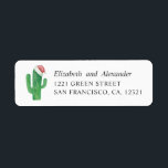 Vattenfärgkaktus. Jultomten. Jul adress Returadress Etikett<br><div class="desc">Adressetikett för vattenfärgsjulcactus.</div>